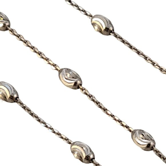 Delicate Sterling Floating Diamond Cut 34" Link Chain Necklace - Picture 2 of 5